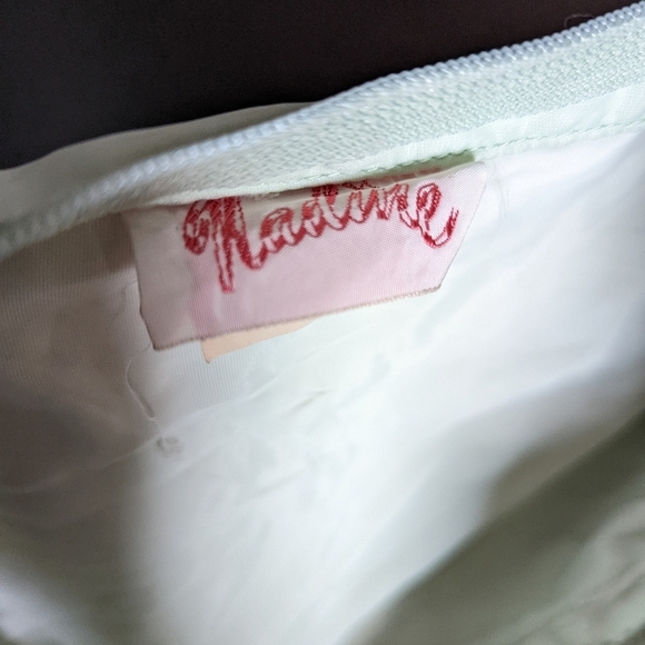 Vintage 70s Nadine Pale Green Tulle & Daisy Trim Cocktail Party Prom Dress Gown - Picture 10 of 10